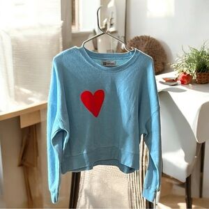 Hipchik Couture Much Love Blue Heart Sweater Size S